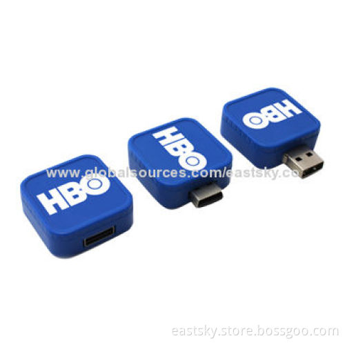 Promotional Square Swivel USB Flash Drive, Like a Square Box, 64MB to 32GB Memory CapacityNew